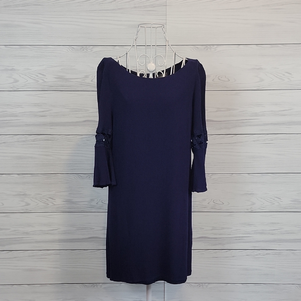 Luxology Sheath Dress Crepe Fabric in Navy Blue Womens Size 8